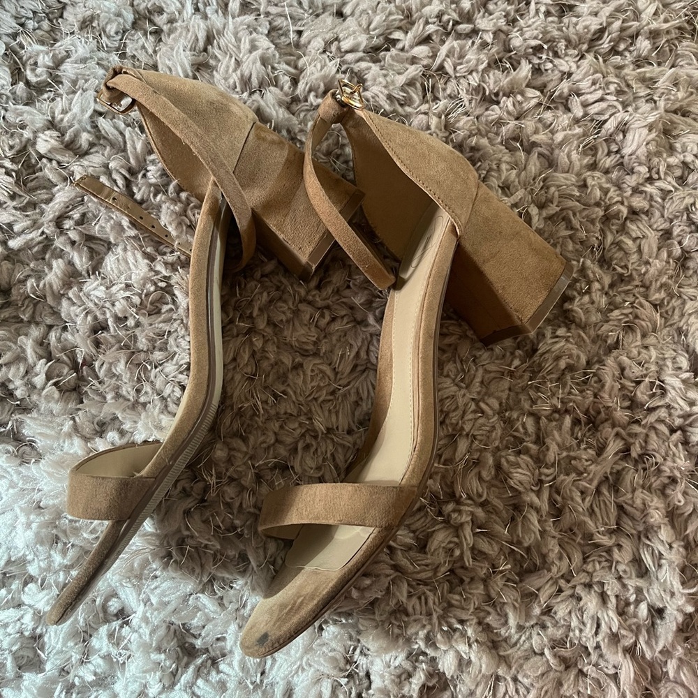 Tan Sandals with Straps & Half Inch Heel